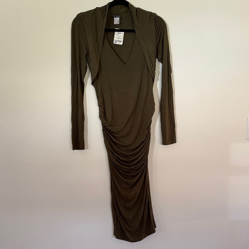 VENUS Olive Long Sleeve Dress